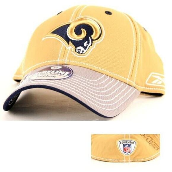 Reebok  Rams Hat Cap Blue And Tan Los Angeles Football NFL Super Bowl Stafford - Picture 1 of 3